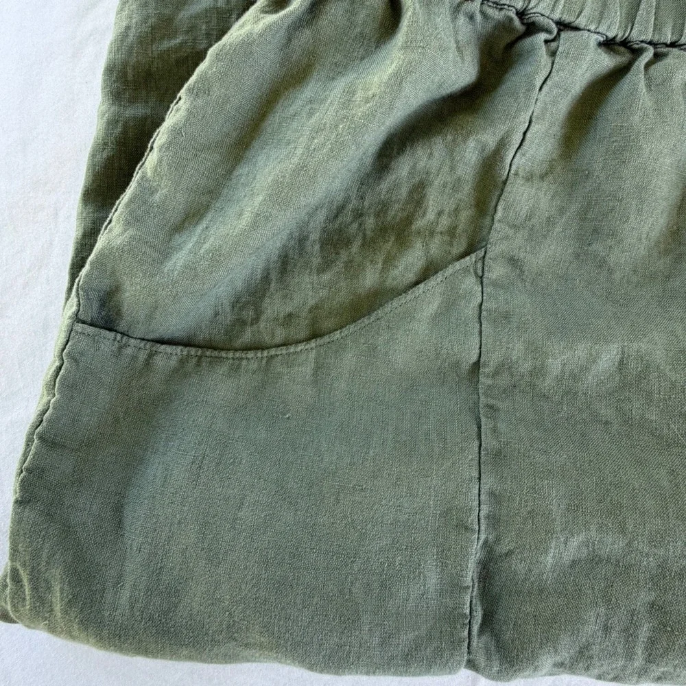 Quince 100% European Linen Pull On Pants Olive Green Womens XL